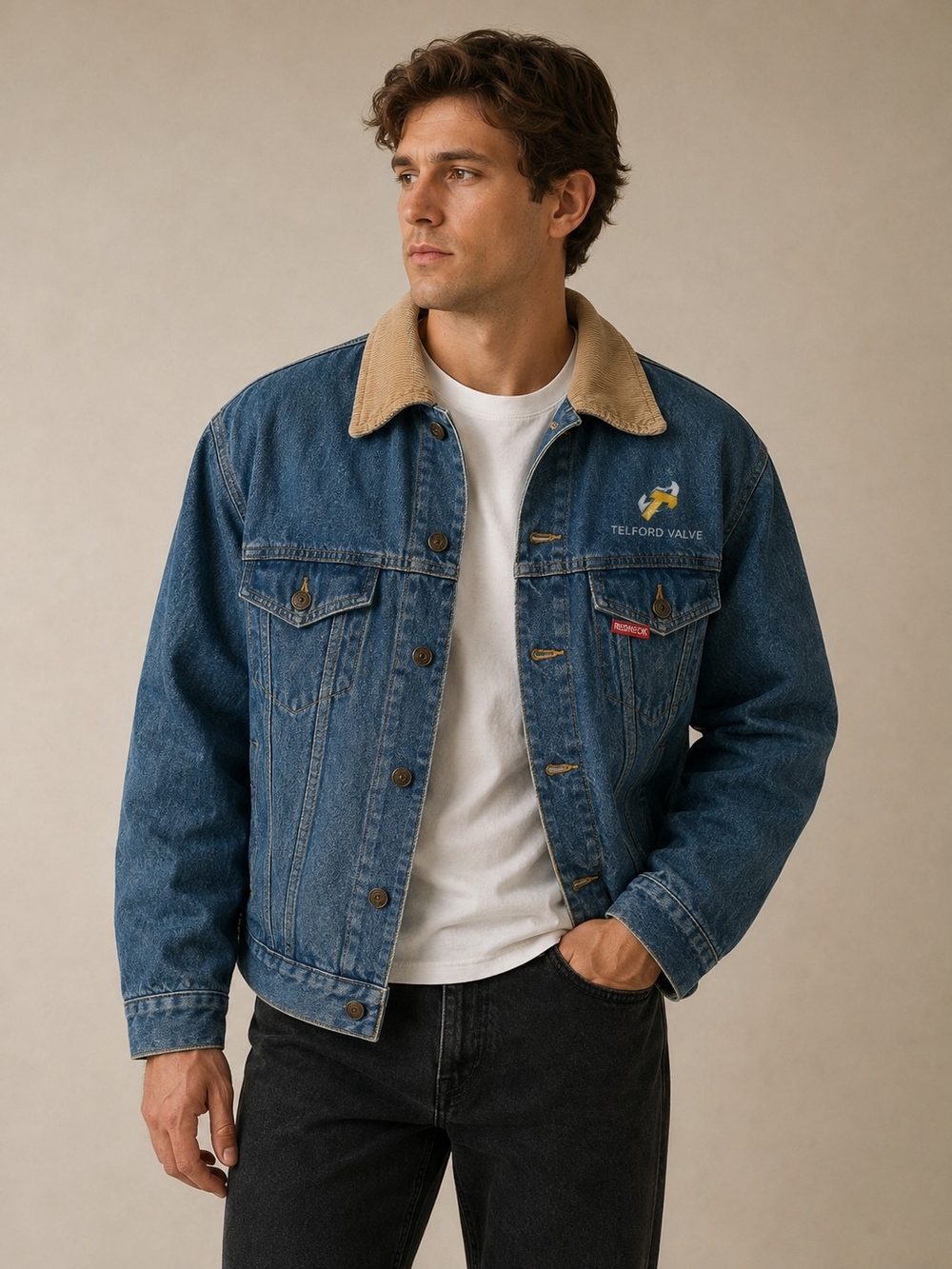 VINTAGE 1990S REDNECK JEAN COMPANY MEN’S SHERPA LINED DENIM JACKET SIZE 48 MADE